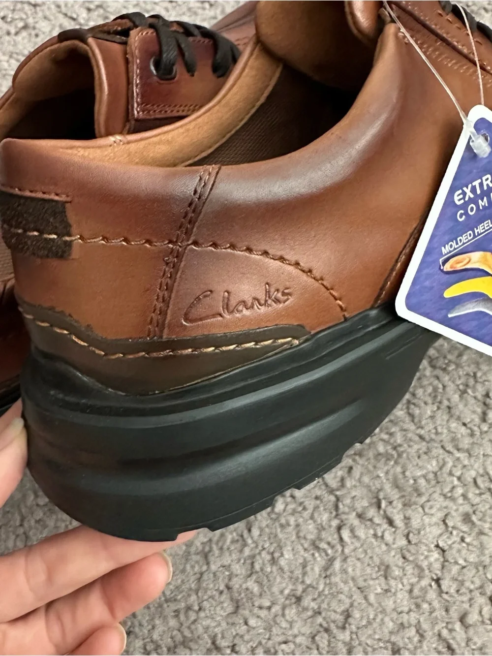 Clarks Gessler Lace-Up Derby Dark tan Leather Mens 9